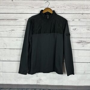 Bugatchi Pullover Mens Large Black 1/4 Zip Quilted Casual Preppy Athleisure Golf